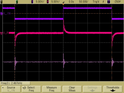Decaying oscillations in overdamped damped LRC circuit, V_R, V_L